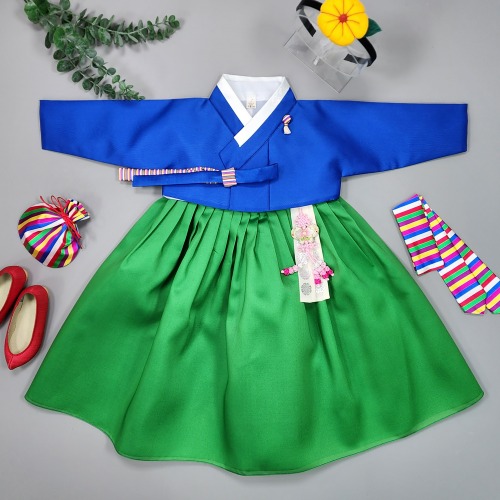 (1호-8호) 비비드 파랑이 초록이 여아한복 유아 아기 돌잔치 명절 어린이집 OSG521